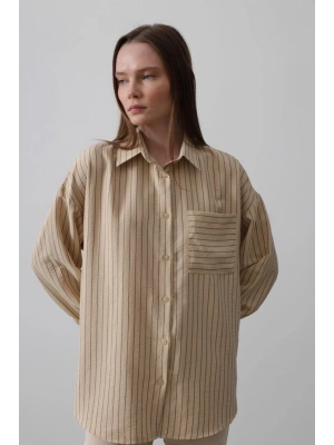 Çizgili Tek Cep Gömlek  Taş