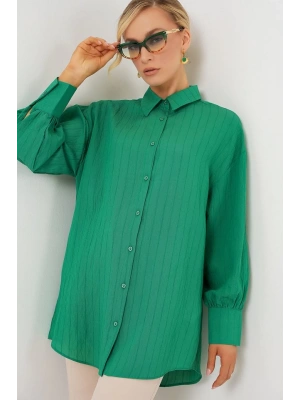 Çizgili Uzun Gömlek Tunik 5963  Yeşil