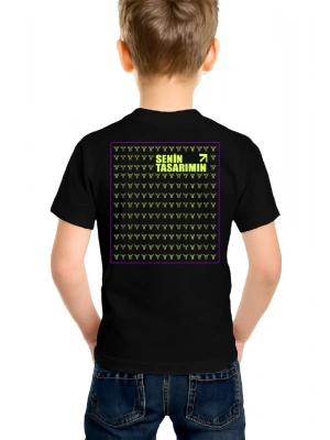 Çocuk Ön Arka Sizin Tasarımınız Basic Tshirt  Siyah