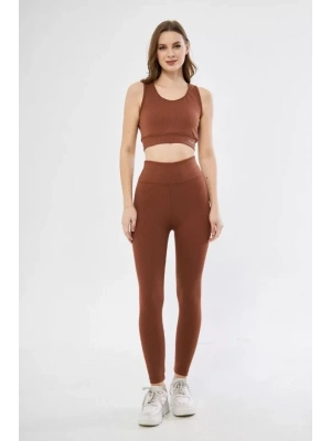 Crop Tayt İkili por Takımı  Kahve