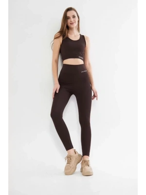 Dalgıç Croplu Taytlı Takım  Kahve