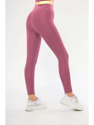 Dalgıç Yüksel Bel Battal Baskılı Tayt  Mor