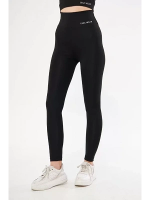 Dalgıç Yüksel Bel Battal Baskılı Tayt  Siyah