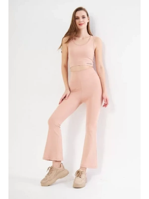 Dalgıç Yüksel Bel İspanyol Paça Tayt  Bej