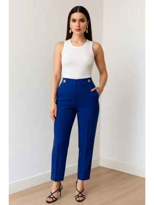 Dekorati̇f Düğmeli̇ Arka Bel Lasti̇kli̇ Pantolon