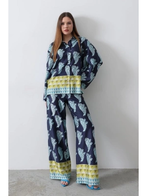 Desenli aten Bol Takım  İndigo
