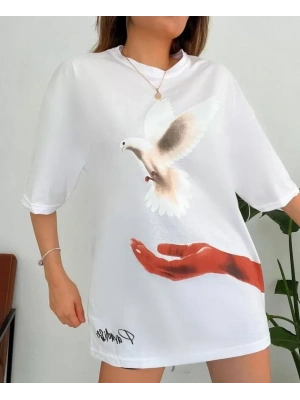 Dijital Baskılı Thirt  Beyaz