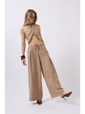 Düşük Bel Oversize Keten Pantolon