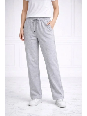 Düz Paça Beli astikli İpli Günlük por Eşofman Altı Rahat Fit  Gri