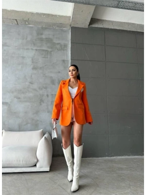 EO ETİKETİ ÇENGEİ İĞNE DETAYI CEKET  Orange
