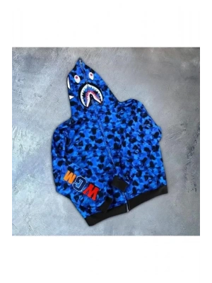 Erkek 3 İplik Bape Kapüşonu Fermuarlı Hırka  avi