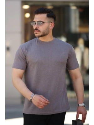 Erkek Ağaç Kabuğu Desenli Kısa Kollu Tshirt