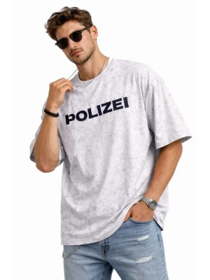 Erkek Asit Yıkamalı Oversize Tişört ön Ve Arkası Baskılı %100 Pamuk treet tyle Thirt  Beyaz