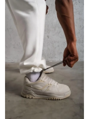 Erkek Baggy Alt Eşofman  Beyaz