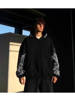 Erkek Bape pider Baskılı Oversize Hırka  iyah