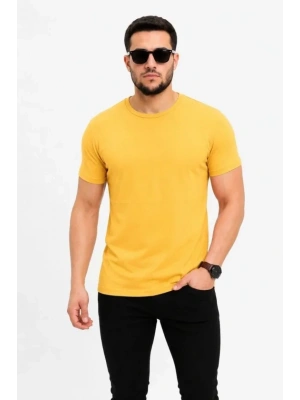 Erkek Basic Tişört Bisiklet Yaka Kısa Kol Günlük Yazlık lim Fit Thirt  arı