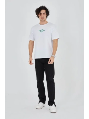 Erkek Baskılı 24/1 Penye Thirt  Beyaz