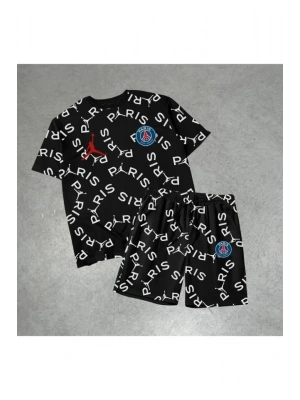 Erkek Baskılı İkili Şort Takım  iyah