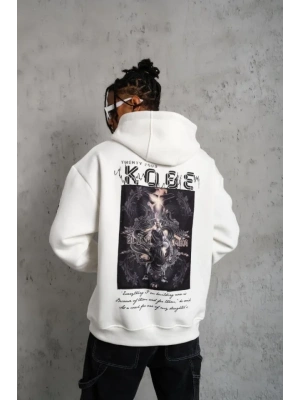 Erkek Baskılı Kapüşonlu weat  Beyaz