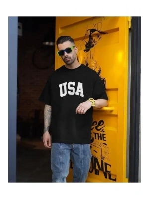 Erkek Baskılı Oversize Tshirt  iyah