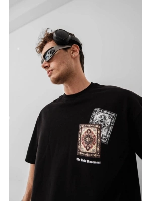 Erkek Baskılı Oversize Tshirt  iyah