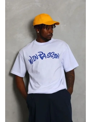 Erkek Baskılı Thirt Kısa Kol Bisiklet Yaka Regular Fit Rahat Kalıp Günlük Tişört  Beyaz