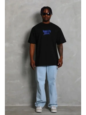 Erkek Baskılı Thirt Kısa Kol Bisiklet Yaka Regular Fit Rahat Kalıp Günlük Tişört  iyah