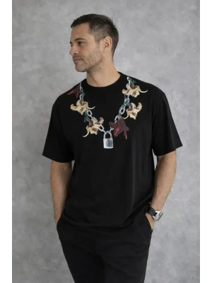 Erkek Baskılı Thirt Kısa Kol Bisiklet Yaka Regular Fit Rahat Kalıp Günlük Tişört  iyah