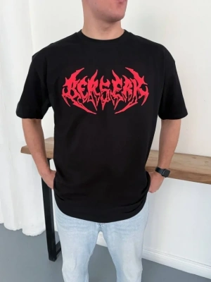 Erkek Baskılı Thirt Yazlık Kısa Kol Bisiklet Yaka Rahat Kalıp Tişört  iyah