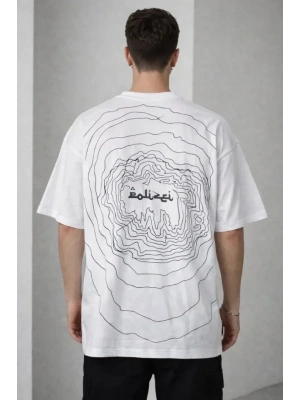 Erkek Bisiklet Yaka Baskılı Kısa Kollu Tişört treetwear Günlük Basic Pamuklu Tshirt  Beyaz
