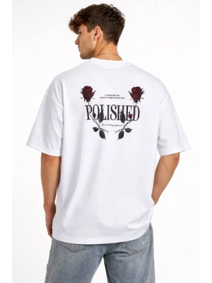 Erkek Bisiklet Yaka Baskılı Kısa Kollu Tişört treetwear Günlük Basic Pamuklu Tshirt  Beyaz