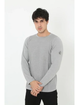 Erkek Biskilet Yaka Kolu Armalı  Gri