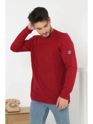 Erkek Biskilet Yaka Kolu Armalı  Kırmızı