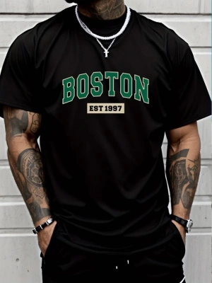 Erkek Boston Baskılı Süprem Tshirt