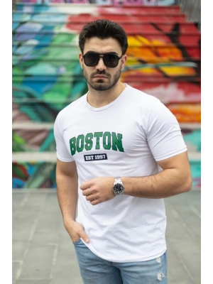 Erkek Boston Baskılı Süprem Tshirt