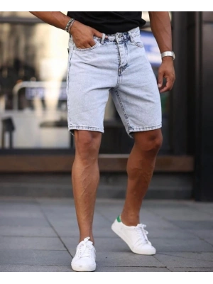 Erkek Buz Mavi Kar Yıkama Şort