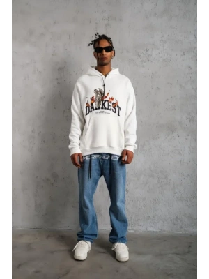 Erkek DANKE Baskılı Kapüşonlu weat  Beyaz