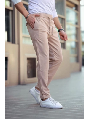 Erkek Diagonel ikro Dokulu Cepli Beli astilki Pantolon  Gri