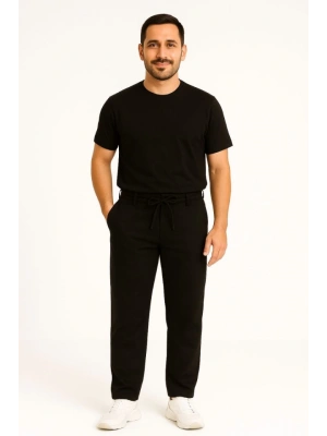 Erkek Diagonel ikro Dokulu Cepli Pantolon  iyah