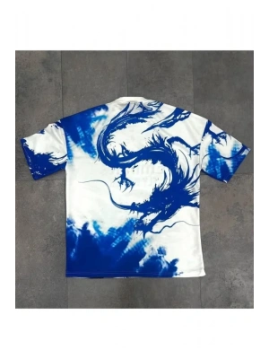 Erkek Dijital ırt Baskılı Oversize Tshirt  Beyaz