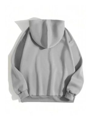 Erkek Düz Kapüşonlu weat  Boyalı Gri