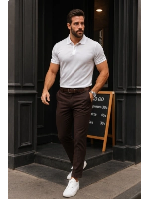 Erkek Düz Kesim Bilek Boy Kumaş Pantolon