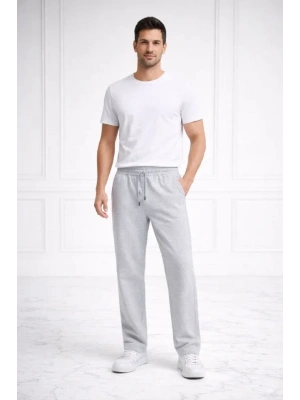 Erkek Düz Paça Beli astikli İpli Günlük por Eşofman Altı Rahat Fit  Gri
