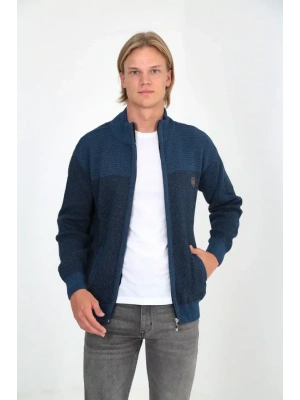 Erkek Fermuarlı Triko Hırka Yüksek Yaka, Cepli, Günlük Şık Rahat Kalıp Triko  avi