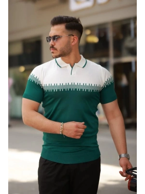 Erkek Hemşire Yaka çift Renk Kısa Kollu Tişört