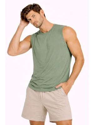 Erkek ıfır Kolsuz Atlet Bisiklet Yaka Oversize Basic por Üst, Günlük Ve Fitness Kullanımına Uygun  int Yeşili