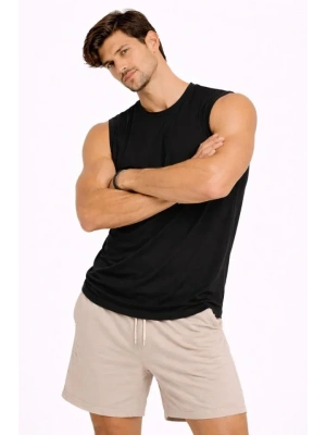 Erkek ıfır Kolsuz Atlet Bisiklet Yaka Oversize Basic por Üst, Günlük Ve Fitness Kullanımına Uygun  iyah