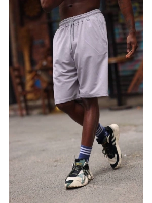 Erkek İki İplik Cepli Şort  Gri