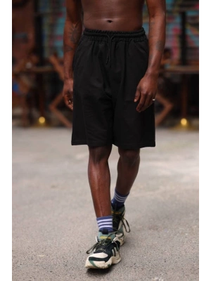 Erkek İki İplik Cepli Şort  iyah