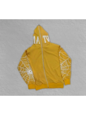 Erkek İki İplik Örümcek Baskılı Oversize Hırka  arı